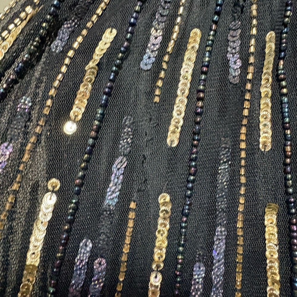 Mac Duggal Black and Gold One-Shoulder High-Low Evening Gown - Picture 16 of 16